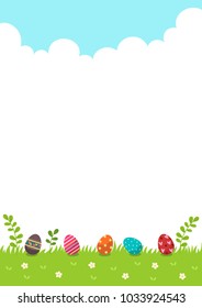 Happy Easter.Easter eggs with nature background