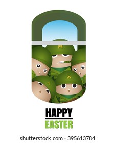 Happy Easter.eggs soldier from vector.