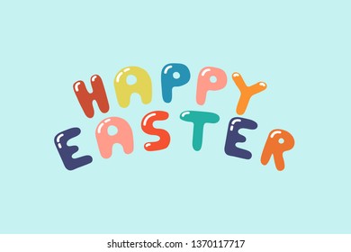 Happy Eastern colorful lettering -creative watercolor design. Hand drawn invitation banner in doodle style. Vector bright illustration