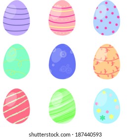 Happy Easter's Day, colorful fantasy eggs vector illustration greeting poster.