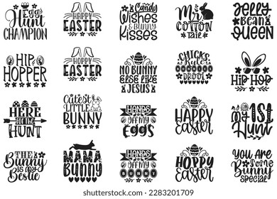 Happy Easter's Day Svg T-Shirt Design Bundle, Easter Quotes, Hello Spring Svg, Funny Easter SVG T-Shirt Design Bundle, Easter Vector EPS Editable File Bundle