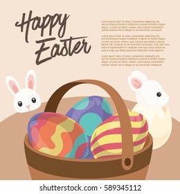Happy Easter's Day, Vector Illustration, Rabbit, Bunny, Lunar, Flower, Celebration, Decoration, Colourful, Colorful, Cute
Background, Card, Postcard, Poster, Banner, Template, Frame, Calligraphy, Hand