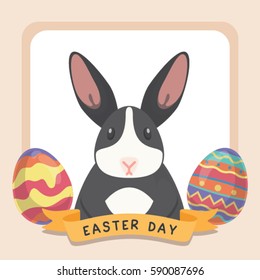 Happy Easter's Day, Vector Illustration, Rabbit, Bunny, Lunar, Flower, Celebration, Decoration, Colourful, Colorful, Cute
Background, Card, Postcard, Poster, Banner, Template, Frame, Calligraphy, Hand