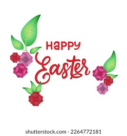 Happy Easter.Vector greeting card for Easter.  For postcard, card, invitation, poster, banner template lettering typography. Seasons Greetings. Vector illustration.