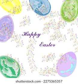 Happy Easter,Watercolor Easter eggs,greeting inscription.isolated vector illustration on a white background