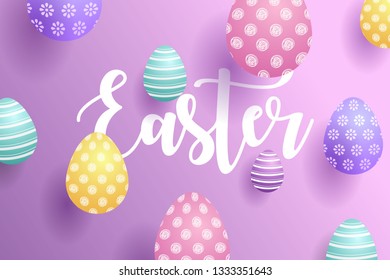 Happy Eastore with colorful eggs 