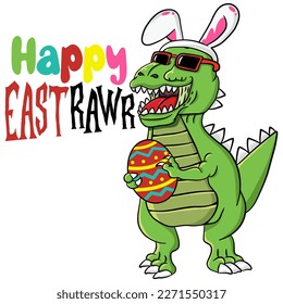 Happy Eastrawr T shirt Design , Dinosaur in Easter Bunny , T Rex Easter Bunny. Dinosaur Eggs Boys Kids T-Shirt , Funny Dinosaur , T Rex Easter Bunny Easter