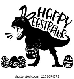 Happy Eastrawr T shirt Design , Dinosaur in Easter Bunny , T Rex Easter Bunny. Dinosaur Eggs Boys Kids T-Shirt , Funny Dinosaur , T Rex Easter Bunny Easter black