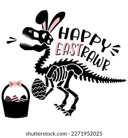 Happy Eastrawr T shirt Design , Dinosaur in Easter Bunny , T Rex Easter Bunny. Dinosaur Eggs Boys Kids T-Shirt , Funny Dinosaur , T Rex Easter Bunny Easter. Skeleton Black Dinosaurus