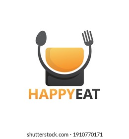 Diseño de plantillas de logotipo Happy eat