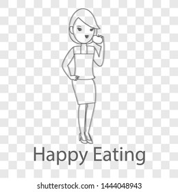 Happy eating icon on transparent background. Vector illustration.