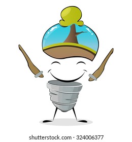 Happy Eco Lamp Vector Design