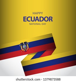 Happy ecuador independence day vector illustration design template