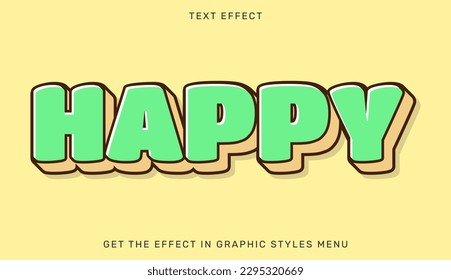 Happy editable text effect in 3d style. Suitable for brand or business logos