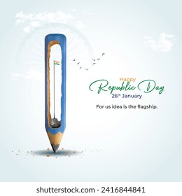 Happy Education Republic Day and Independence Day of india. Indian Republic Day Celebrations Creative ads. Republic day creative design for social media post.