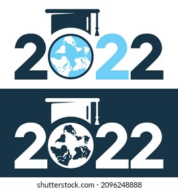 Happy and educational new year 2022 card design. Graduate 2022 typograph concept Design.
