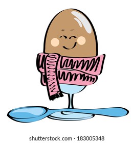 happy egg for breakfast in a scarf