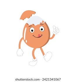 Happy egg cartoon mascot character, Cartoon egg giving thumb up, hand drawn cartoon kawaii characters vector illustration. Retro Easter Egg with halftone pattern with different face emotions.