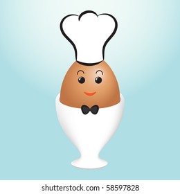 Happy egg chef cartoon.