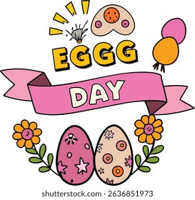 Happy egg day celebration colorful eggs flowers festive design