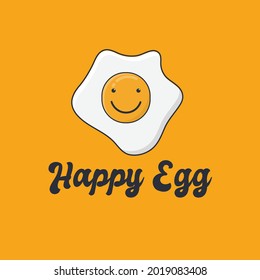 happy egg vector logo illustration