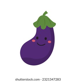 happy eggplant cute character mascot vector design. eggplant vector.