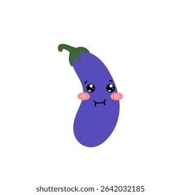 Happy eggplant emoticon cartoon design illustration. eggplant purple cartoon.