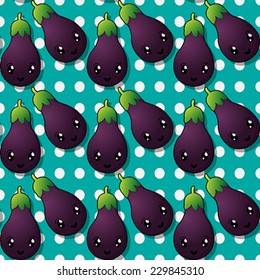 Happy eggplant seamless pattern design