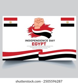 Happy Egypt Independence Day Banner and hand flag design vector