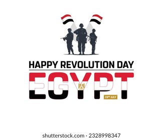 Happy Egypt Revolution day, Egypt Revolution day, Egypt, Flag of Egypt, National Flag, 23rd July, 23 July, National Day, Revolution Day, Creative, Typographic Design, Wallpaper, Vector, Concept, White