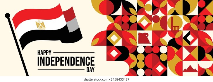 Happy Egypt Revolution Day Vector Illustration on July 23 with Waving Flag and Ribbon in National Holiday Flat Cartoon Background Design