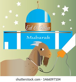 Happy Eid Adha Islamic Sacrifice Festival, Greeting Card Illustration