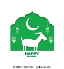 happy eid adha mubarak islamic card vector illustration