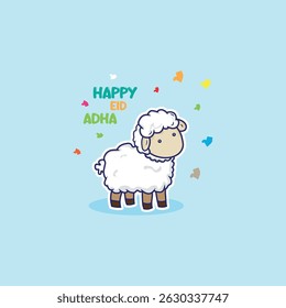 Feliz Eid Adha com Cartoon de Ovelha