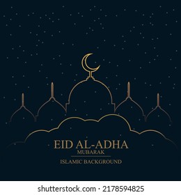 Happy eid al adha bakrid festival background. flat muslim holiday banner template. Religion celebration greeting card. Mubarak celebrate event backdrop. vector illustration