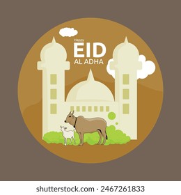 Feliz Plantilla del Anuncio Eid Al Adha. Adecuado para el Anuncio de saludo de los medios sociales
