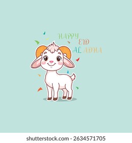 Happy Eid Al Adha Cartoon Goat Illustration