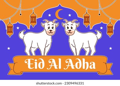 Happy Eid Al Adha, Ziegenkartoon 