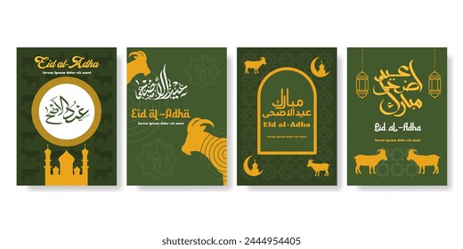 happy eid al adha greeting card set template for wallpaper design Poster, media banner. vector illustration