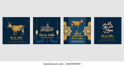 happy eid al adha greeting card set template for wallpaper design Poster, media banner. vector illustration