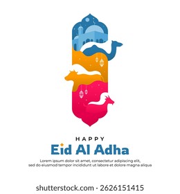 Happy Eid Al Adha Greeting Design on Islamic Border Shape