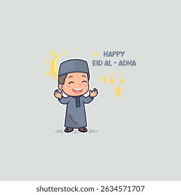 Happy Eid Al Adha Greeting Background with a Smiling Boy