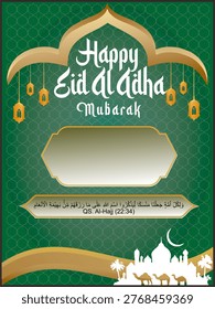 Happy Eid Al Adha greeting poster with 