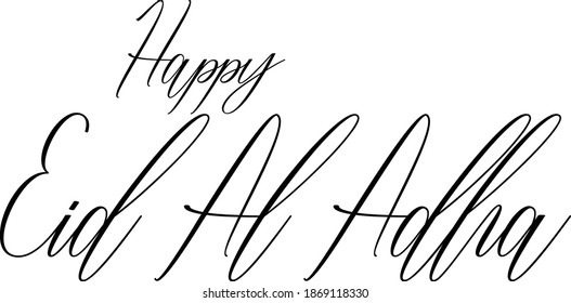 Feliz Eid Al Adha con letras de texto cursivo frases de felicidad cita  