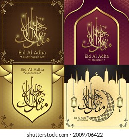 happy eid al adha illustration background set