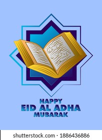 happy eid al adha is mean muslim event template background with 3d or paper cut art style