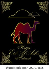 happy eid al adha is mean muslim event template background with pop art style