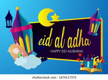 happy eid al adha mubarak is mean muslim event, background template