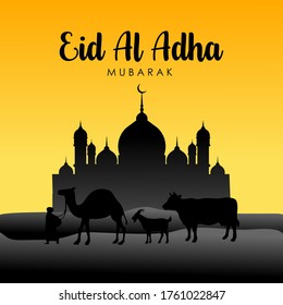 happy eid al adha mubarak cow camel goat