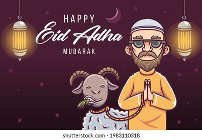 ilustración de happy eid al adha mubarak
